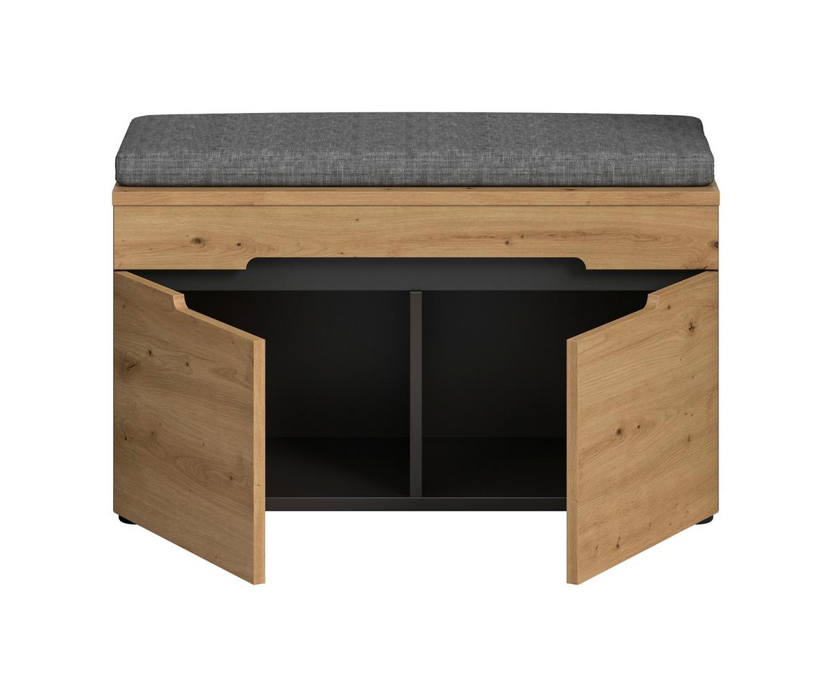 Sitzbank Canu Eiche Artisan/Grau B: 80 cm - Schwarz/Eiche Artisan, Design, Holzwerkstoff/Kunststoff (80/45/37cm) - Livetastic