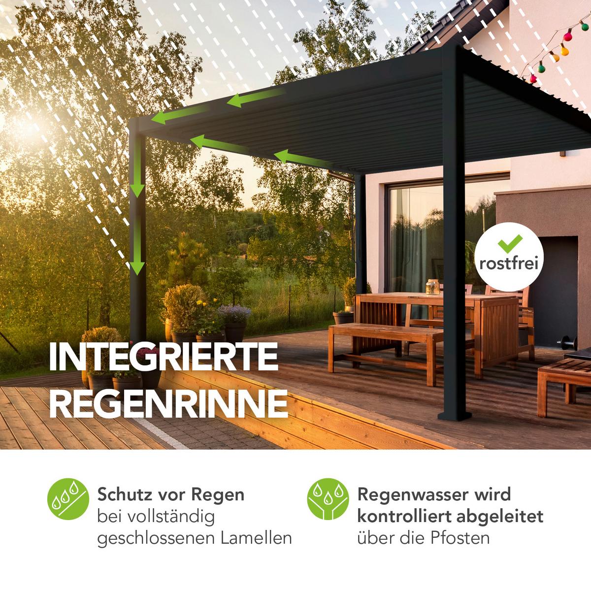 Pergola Deluxe 400x300cm Sturmfest, Gartenpavillon - Anthrazit, Basics, Metall (400/255/300cm) - WEIDE