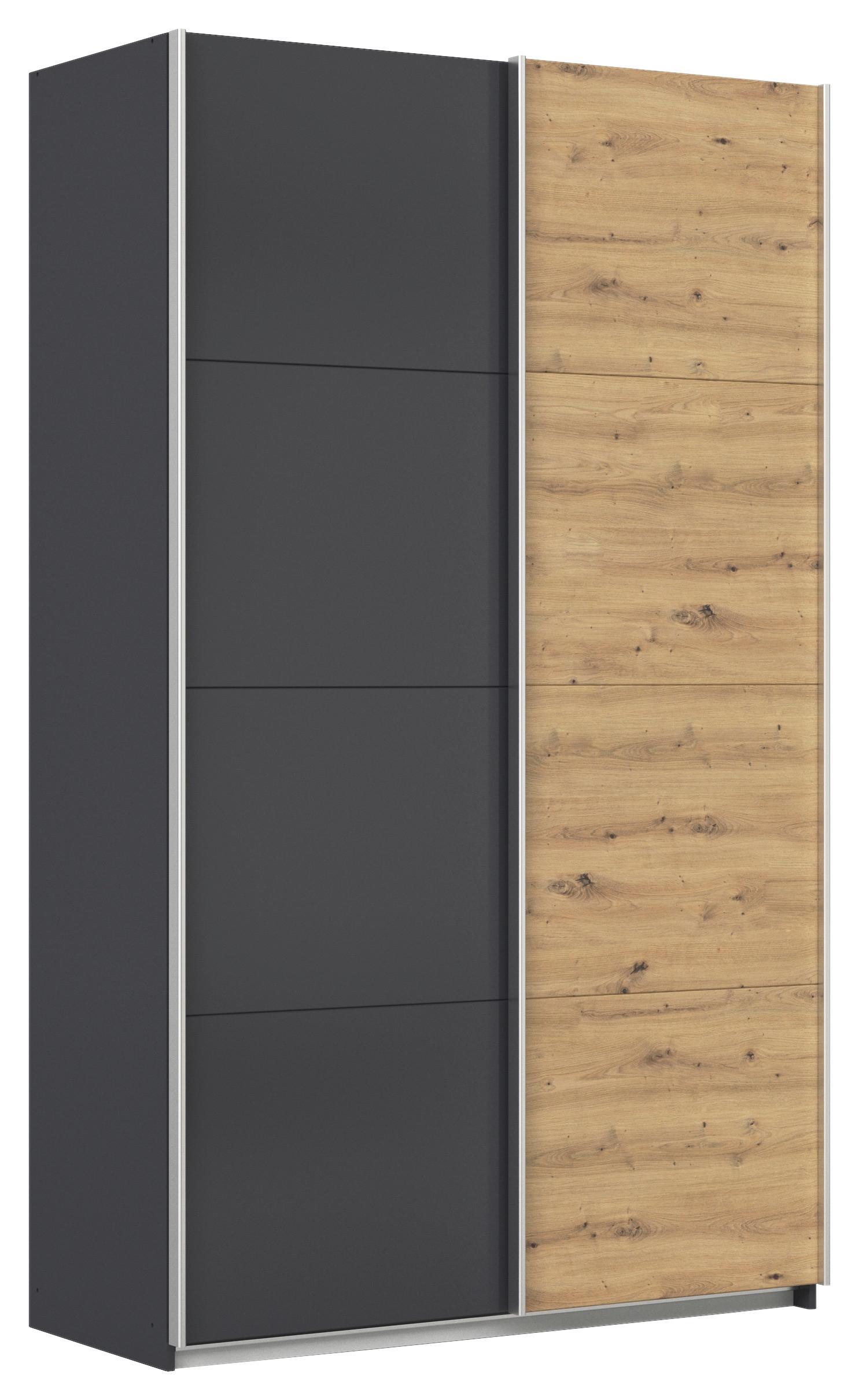 Schwebetürenschrank 136cm Feldkirch, Anthrazit/eiche