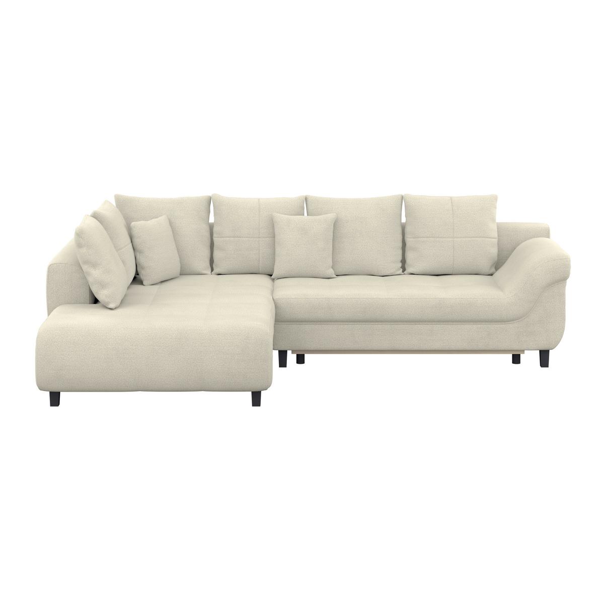 Ecksofa mit Schlaffunktion Mendoza New Chenille 197x309cm - Hellgrau/Schwarz, KONVENTIONELL, Textil (197/309cm) - Ondega