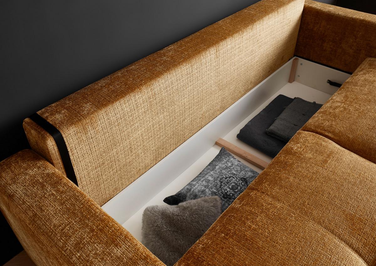 Schlafsofa Bullet Goldfarben B: 235 cm - Goldfarben/Schwarz, KONVENTIONELL, Textil (235/88/120cm) - MID.YOU