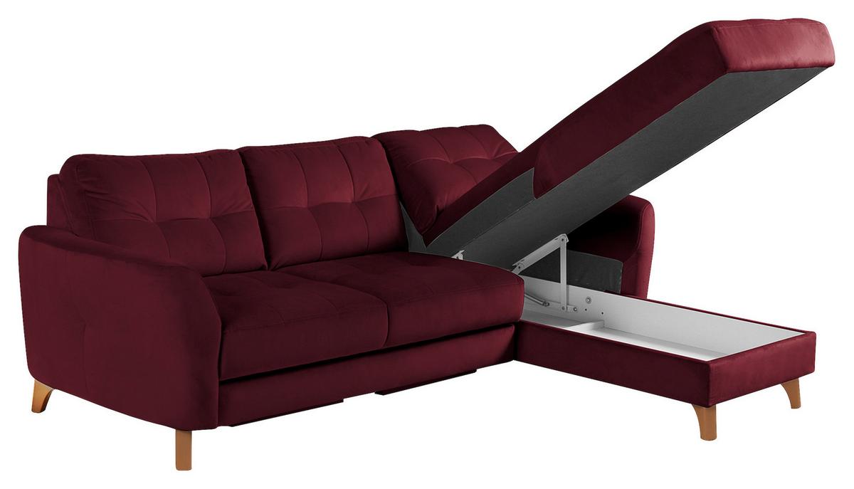 Ecksofa Nordic, Rot S: 238x168 cm - Buchefarben/Rot, Design, Textil (238/168cm) - Livetastic