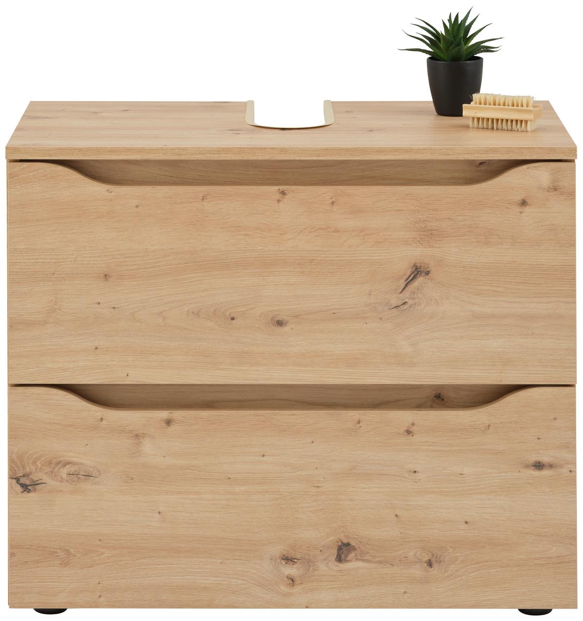 Waschbeckenunterschrank Giga B: 70 Cm Eichefarben - Eichefarben/Schwarz, MODERN, Holzwerkstoff (70/60/40cm)