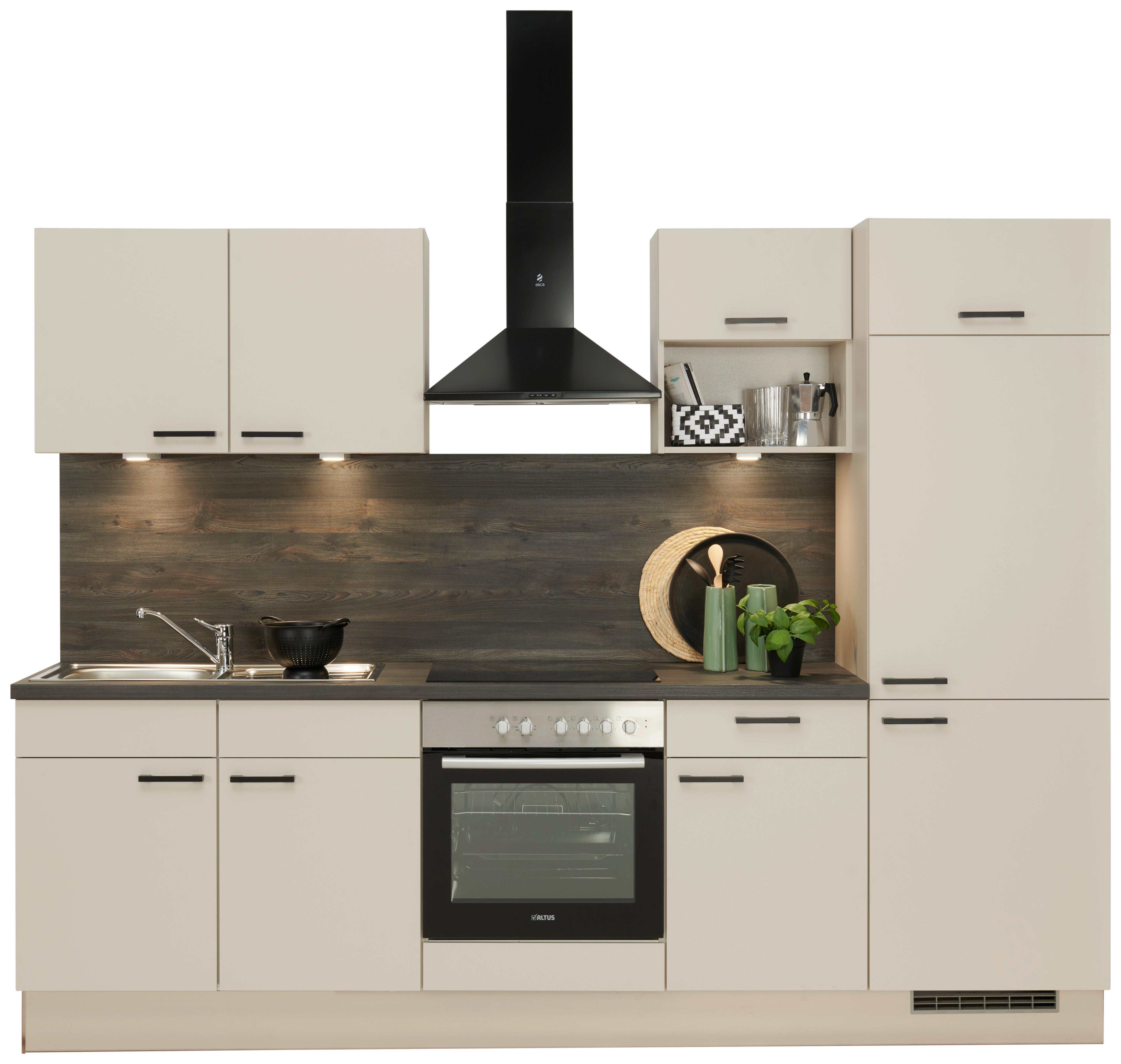 Küchenzeile Pn 80 mit Geräte 270 cm Kaschmirgrau - MODERN, Holzwerkstoff/Kunststoff (270cm) - Pino
