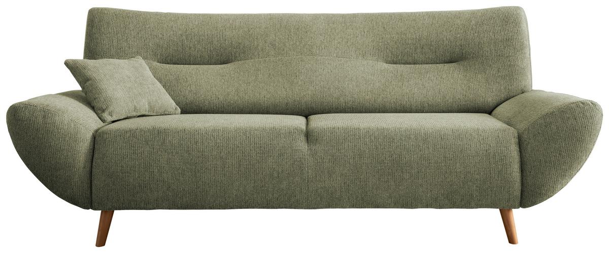 3-Sitzer-Sofa Drago Grün Zierkissen - Wildeiche/Grün, MODERN, Holz/Textil (205/81/90cm) - MID.YOU
