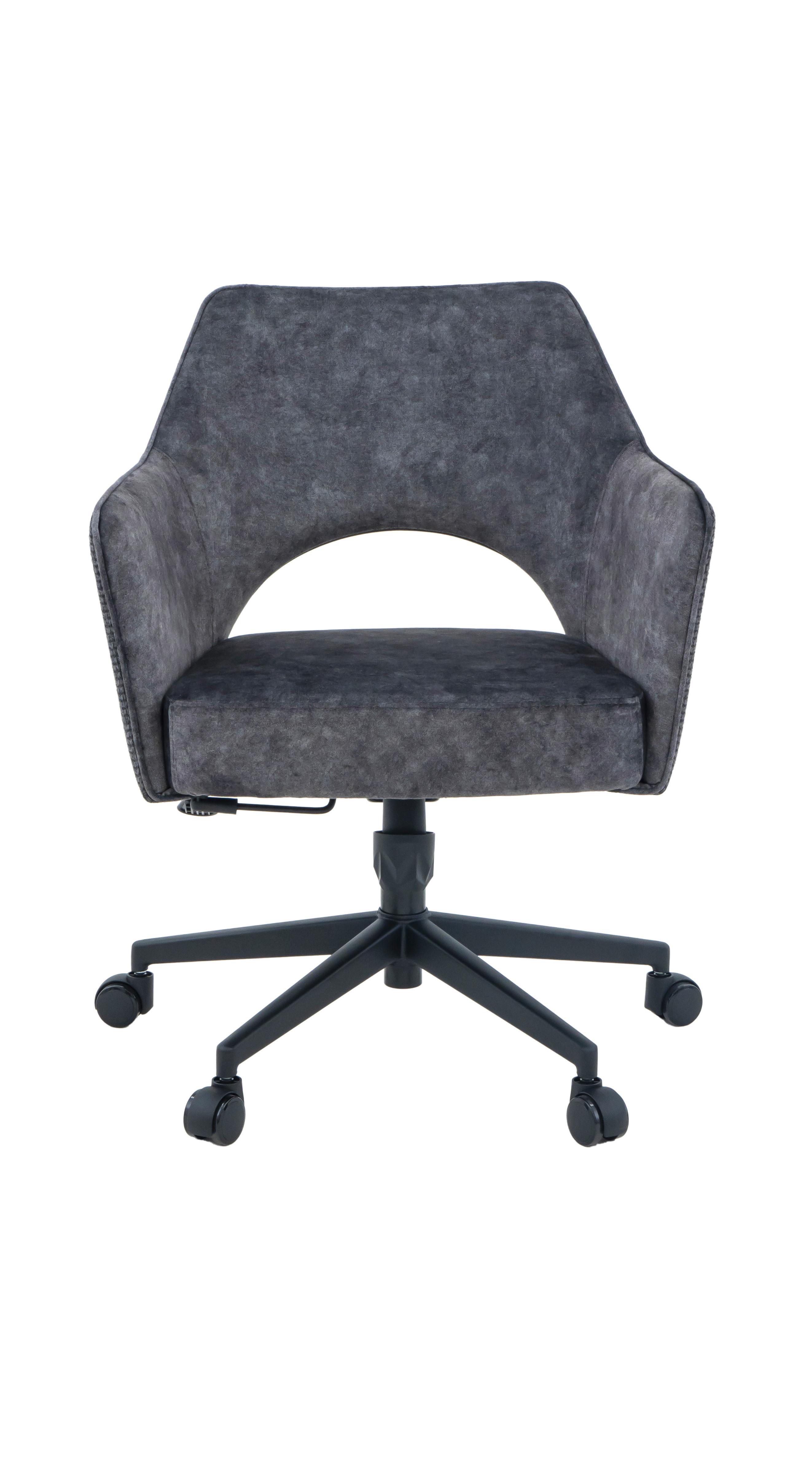 Otočná stolička VALLETTA - čierna/antracitová, Konventionell, kov/textil (63/82-88/61cm) - Premium Living