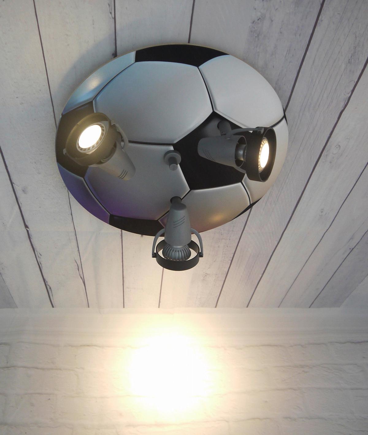 Deckenleuchte Fußball 3xgu10 Kinderzimmer Spots verstellbar - Schwarz/Weiß, Basics, Holz/Kunststoff (35cm) - Niermann