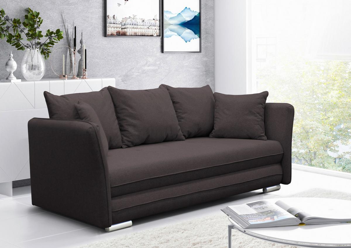 2-sitzer-sofa Mit Schlaffunkt. Modi Und Bettkasten Braun - Dunkelbraun/Silberfarben, Design, Textil (235/83/106cm) - MID.YOU