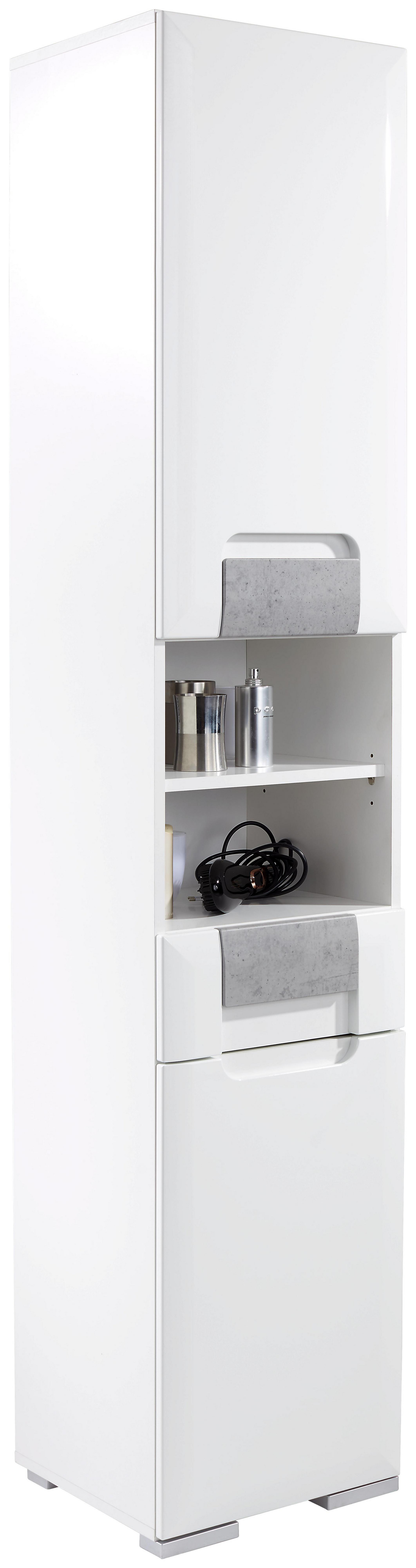 Hochschrank Toronto - Weiß/Grau, MODERN, Holzwerkstoff (40/195,2/34,4cm) - Ombra