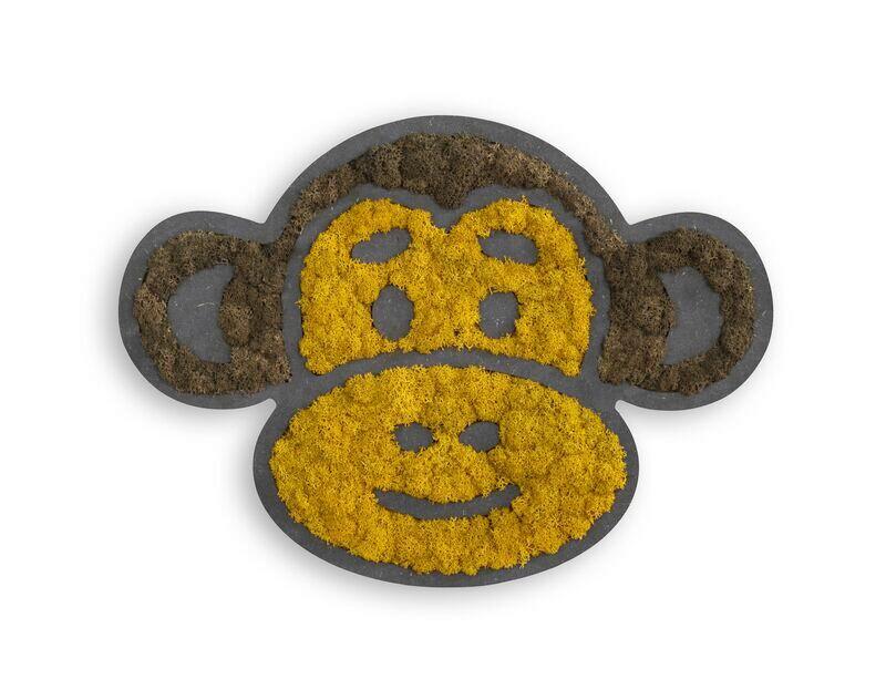 Moosbild Braun Gelb B: 37,5 cm - Gelb/Schwarz, Basics, Naturmaterialien/Holz (37,5/27/2cm)