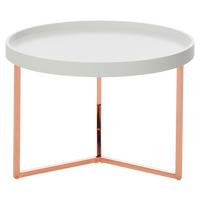 Konferenční stůl bílý - bílá/měděné barvy, Design, kov/dřevo (58,5/58,5/42cm) - MID.YOU