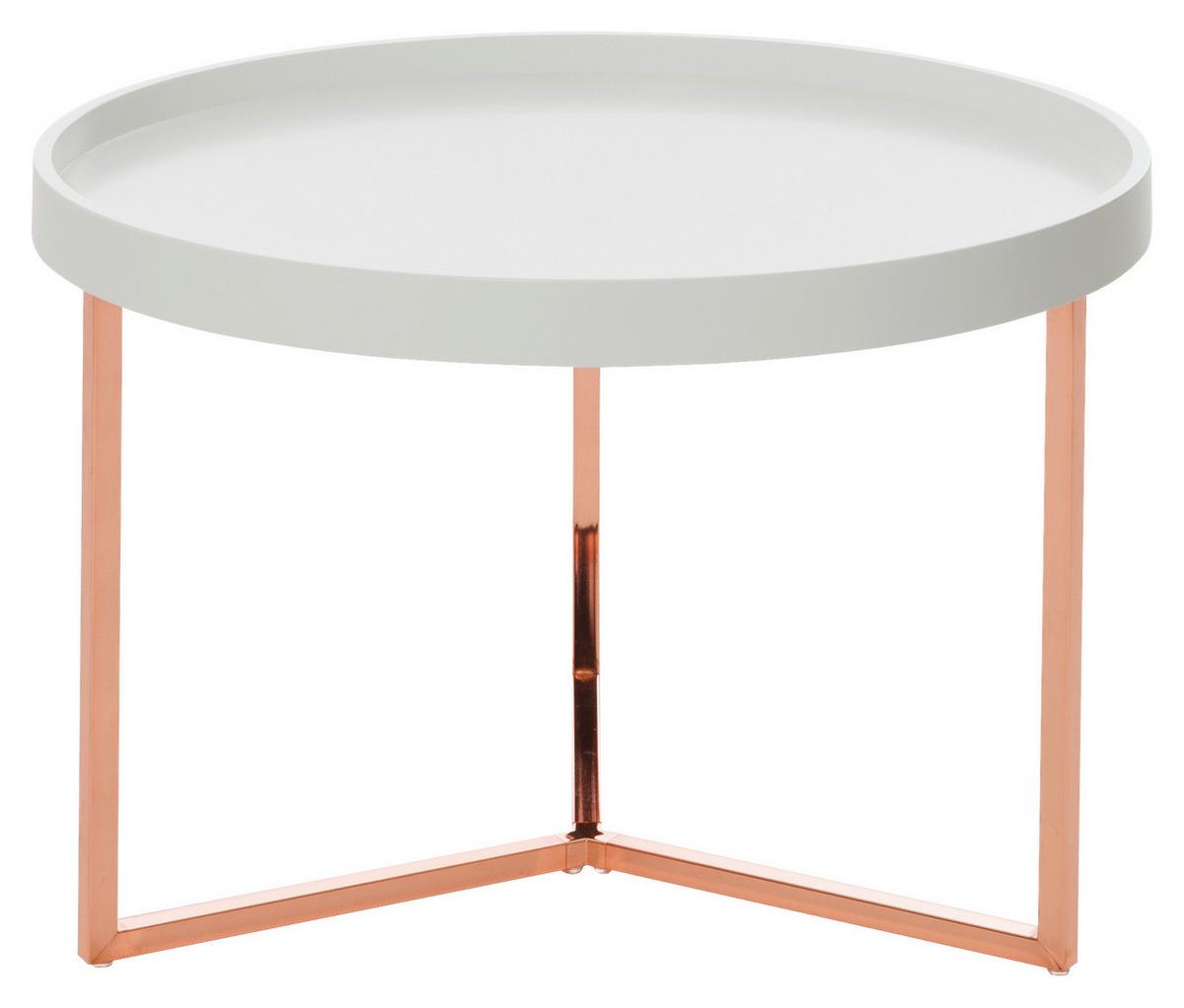 Konferenční stůl bílý - bílá/měděné barvy, Design, kov/dřevo (58,5/58,5/42cm) - MID.YOU