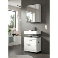 BADEZIMMER Scout Weiß/Weiß HG B: 60cm - Weiß Hochglanz/Schwarz, Trend, Glas/Holzwerkstoff (60cm) - MID.YOU