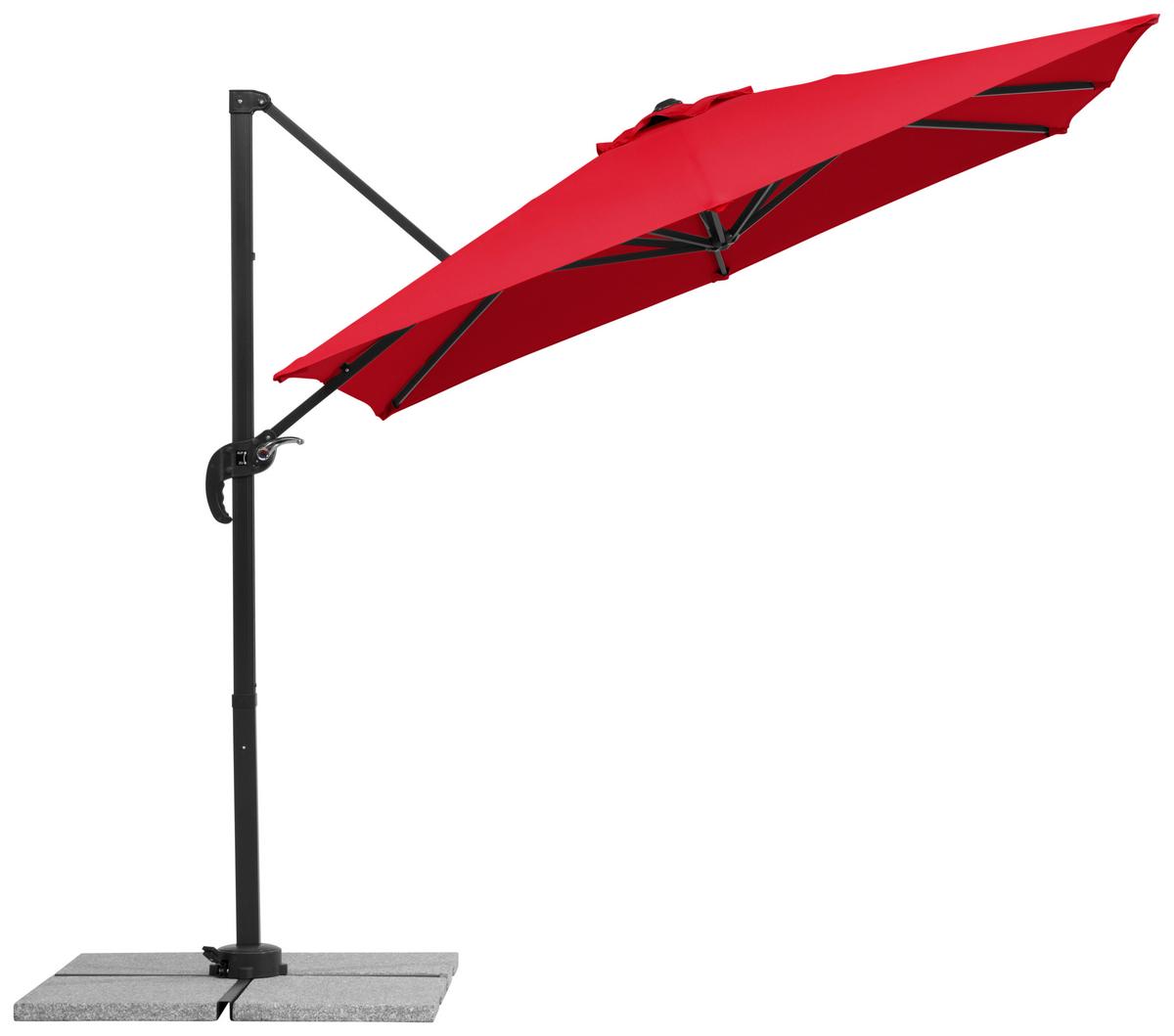 Ampelschirm Rhodos Junior BxHxT: 300x239x230 cm Rot - Anthrazit/Rot, Basics, Textil/Metall (300/239/230cm) - Schneider