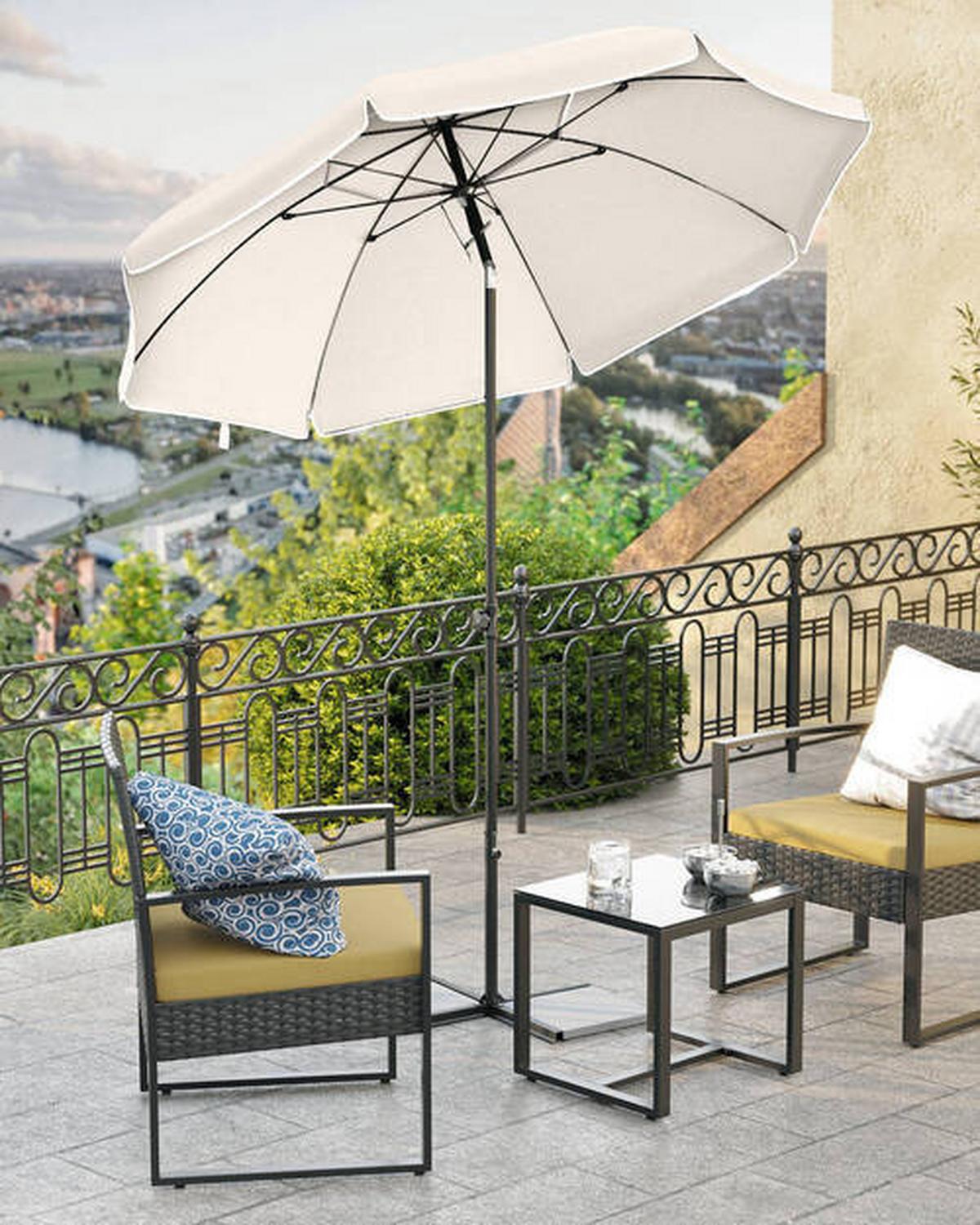 Sonnenschrim Beige Schwarz Bxl: 200x200 Cm - Beige/Schwarz, Basics, Textil/Metall (200/200cm) - Modante