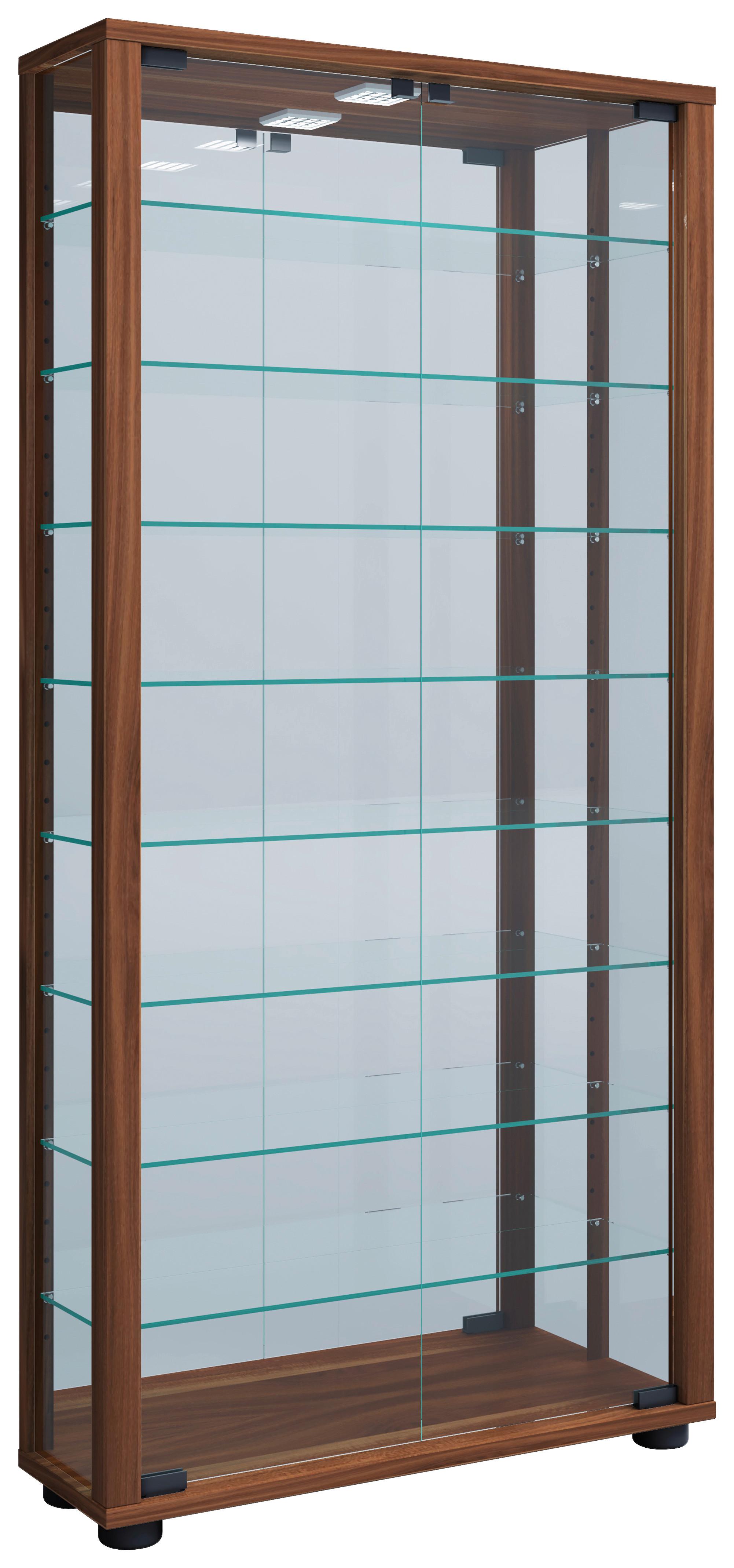 VITRINE Lumo Nussbaumfarben B: 59 cm - Nussbaumfarben/Schwarz, MODERN, Glas/Holzwerkstoff (59/114,8/18cm) - MID.YOU