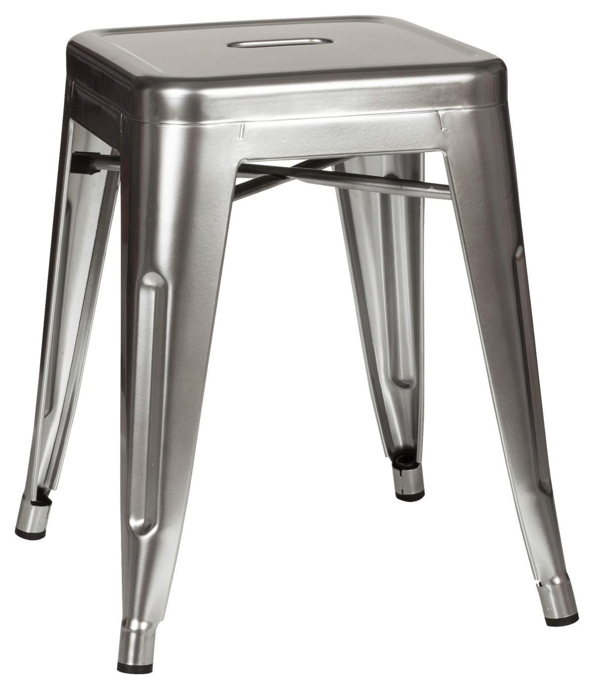 Hocker Vantaggio Stahl Platinfarben H: 46cm Stapelbar - Platinfarben, Basics, Metall (39/46/39cm) - MID.YOU