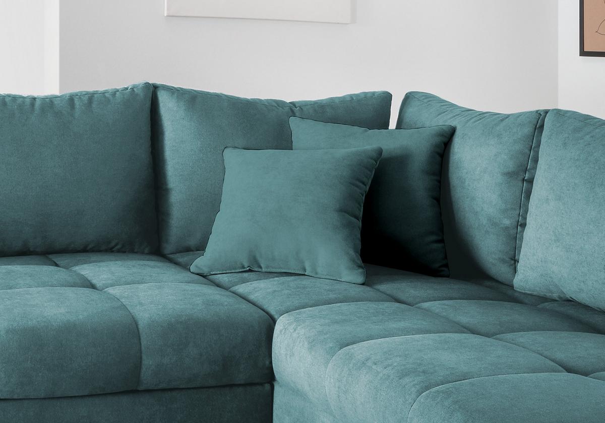 Eckschlafsofa Alvito - Silberfarben/Petrol, Design, Textil (298/202cm) - MID.YOU