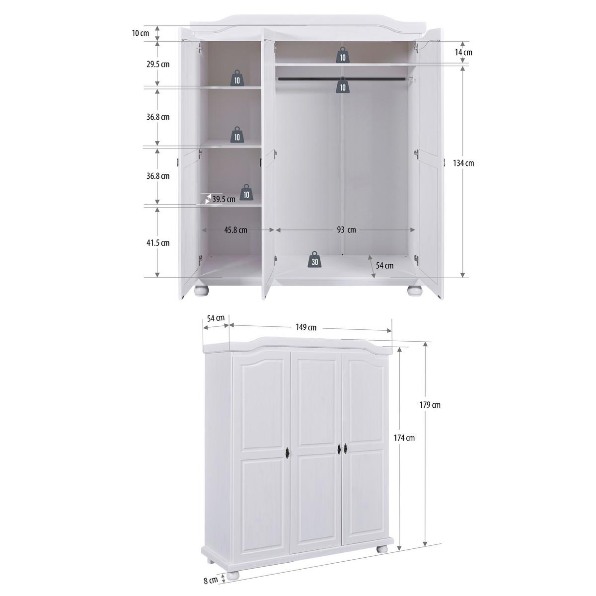 Einzelzimmer Vilmar Bastian Weiß 2-teilig - Weiß, MODERN, Holz - MID.YOU