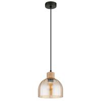 HÄNGELEUCHTE Braun, Schwarz, ca. 20x120 cm - Bernsteinfarben/Schwarz, Design, Glas/Holz (20/120cm) - Globo