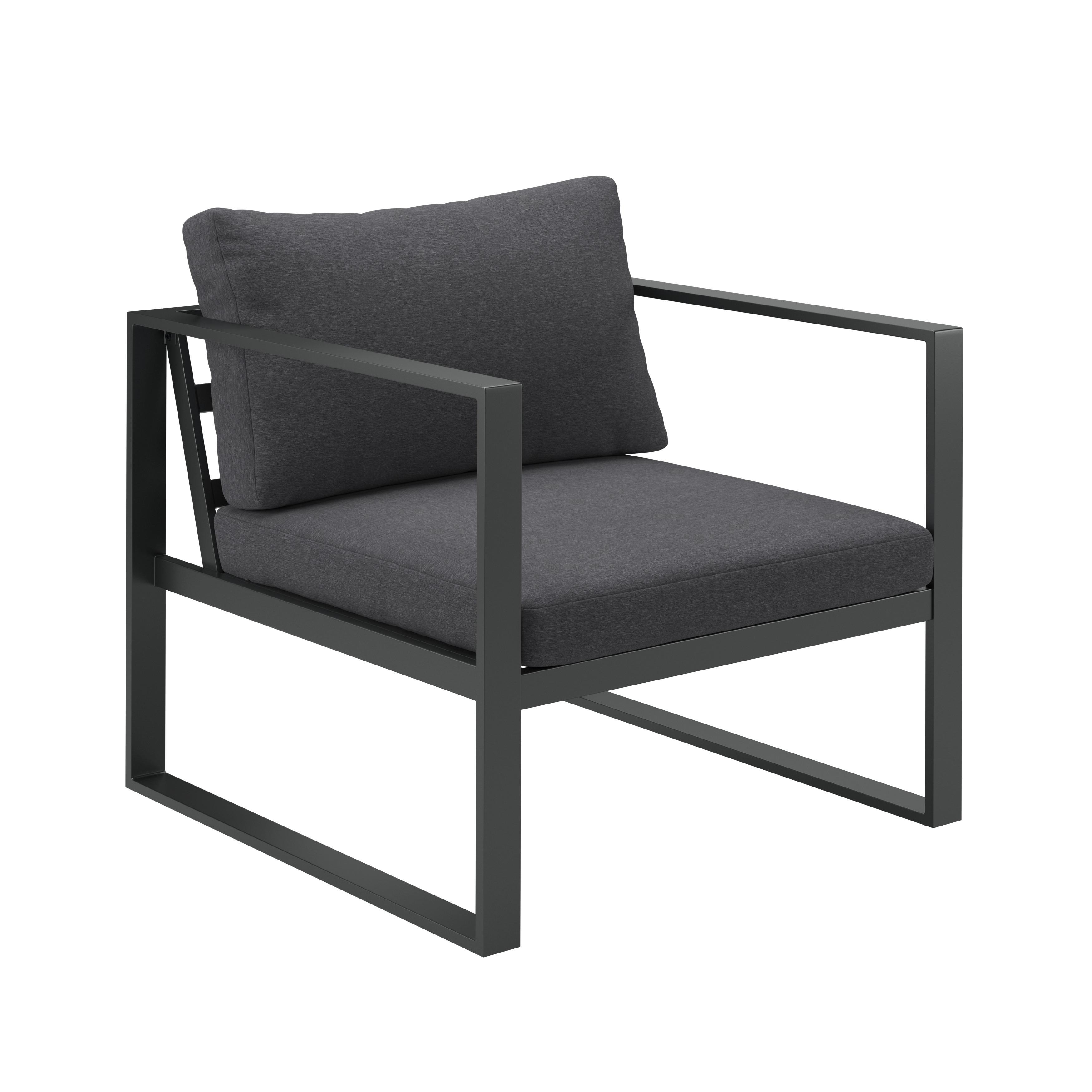 Loungesessel Brest - Anthrazit, MODERN, Textil/Metall (72/63/76cm) - Beldano