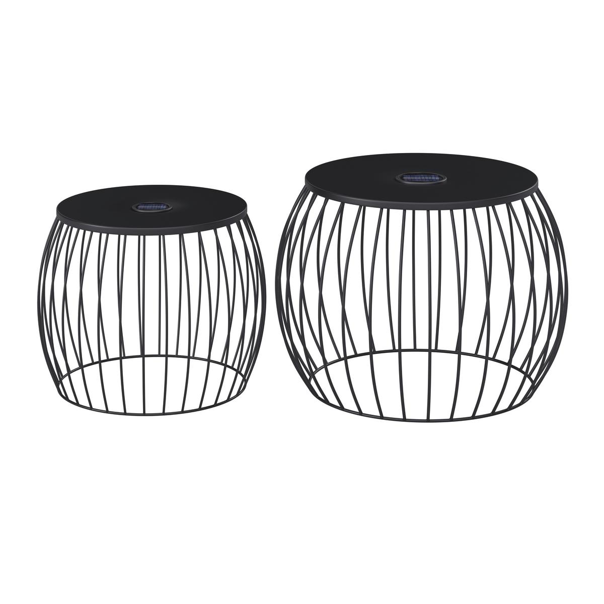 Garten-beistelltischset Solar - Schwarz, MODERN, Metall - Beldano