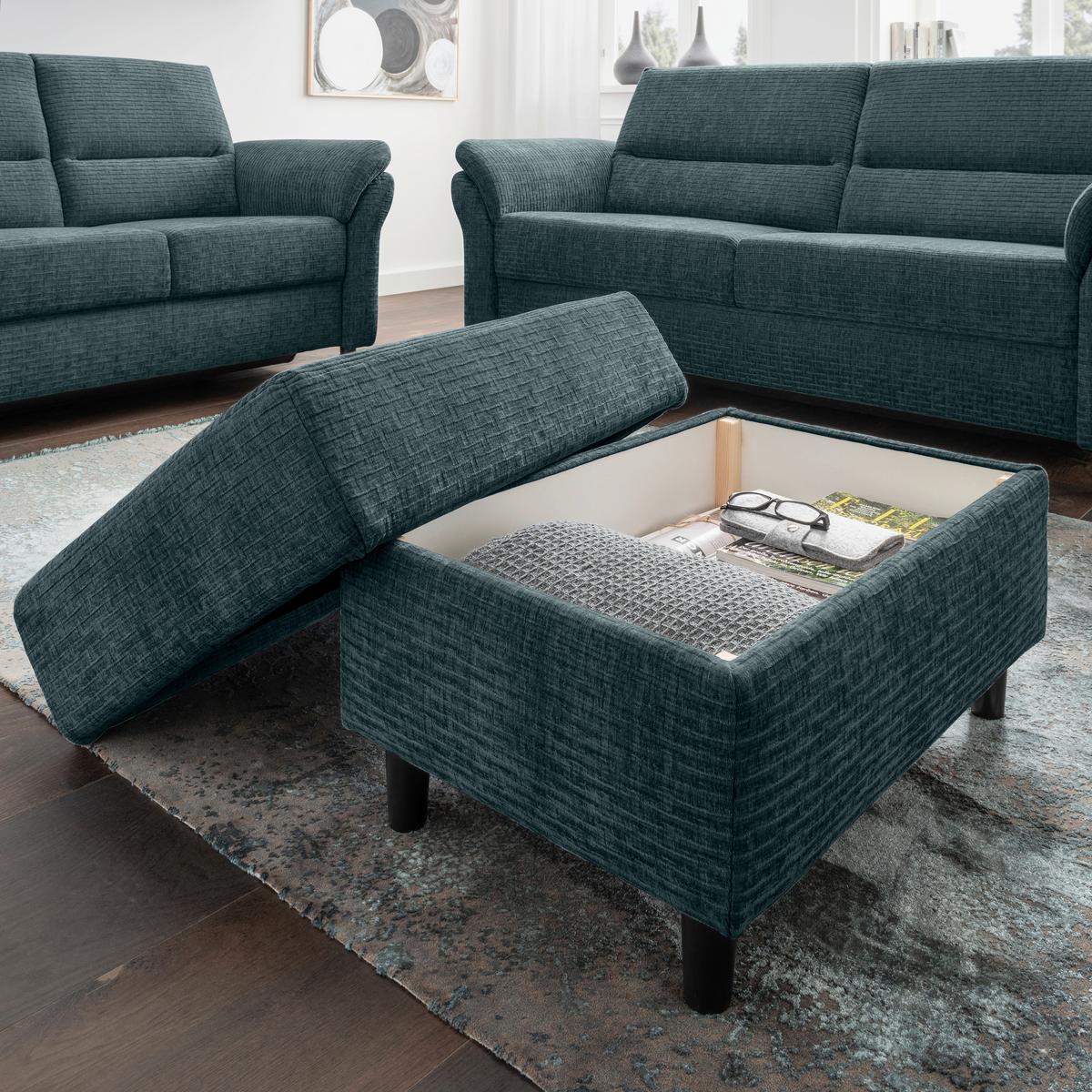 Hocker Cavoli, Blau B: - Blau/Schwarz, MODERN, Textil (76/46/55cm) - Livetastic