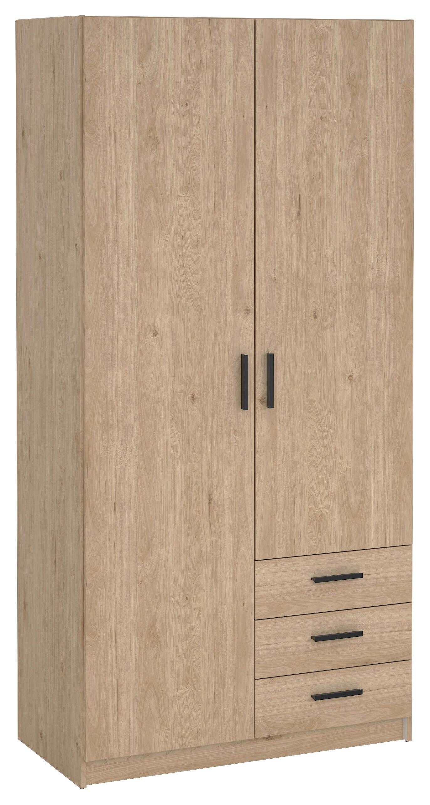 Drehtürenschrank mit Schubladen 98,5cm Sprint - Eichefarben, Basics, Holzwerkstoff (98,5/200,4/49,8cm) - P & B