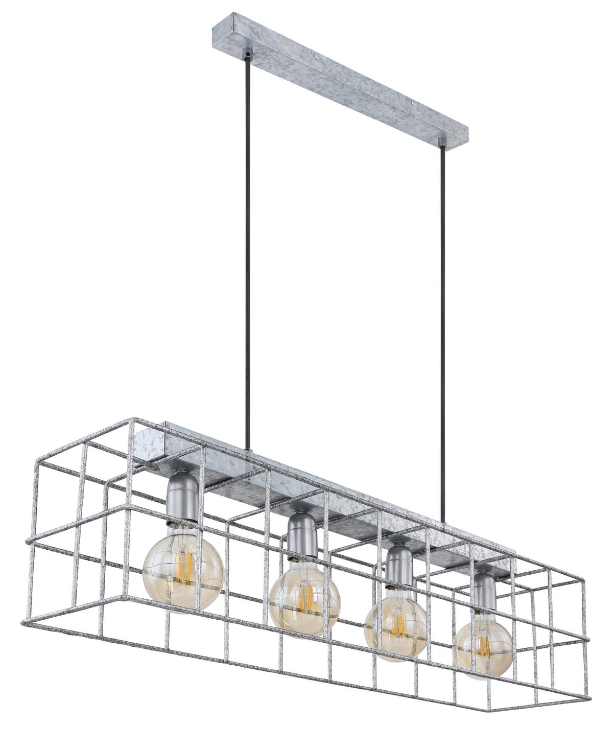 Hängeleuchte Merril H: 150 cm 4-Flammig Zinkfarben - Zinkfarben, Design, Metall (90/20/150cm) - Globo