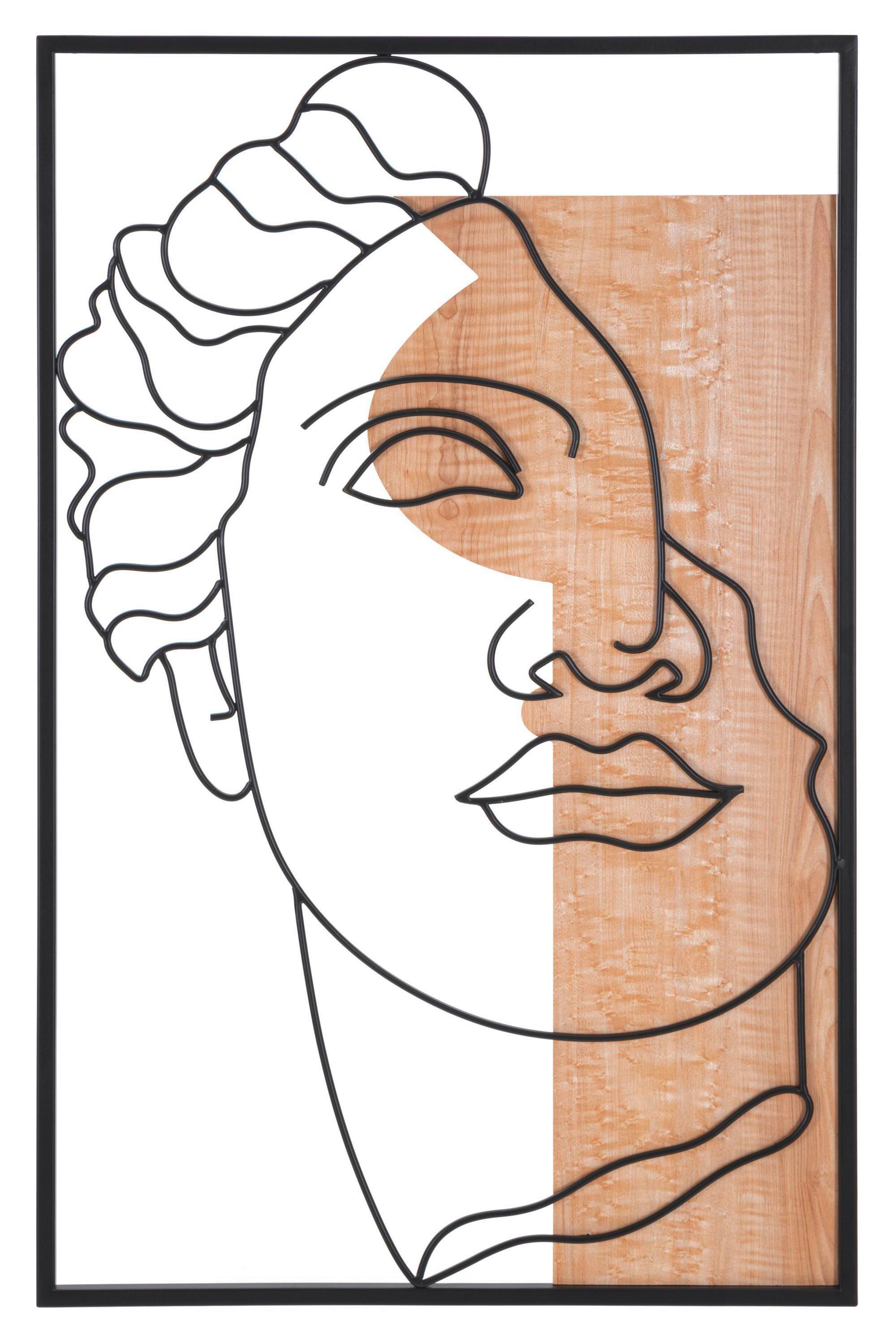 Wanddeko David A Naturfarben, Schwarz B: 50 cm - Schwarz/Naturfarben, Basics, Holzwerkstoff (50/80/2cm)
