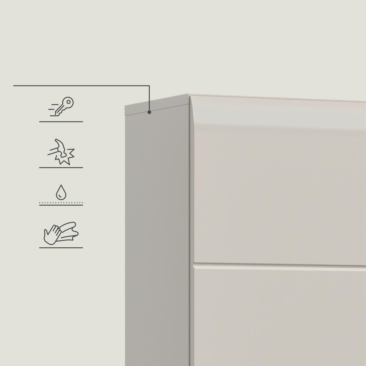 Hochschrank Ice Kaschmir B: 90cm - Kaschmir/Schwarz, Trend, Holzwerkstoff (90/185/30cm) - MID.YOU