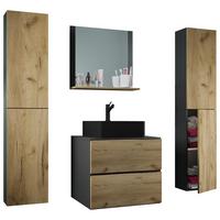 Badmöbel-Set 5-Tlg. Lendas B: 127cm Anthrazit/Eiche Dekor - Honigeiche/Anthrazit, MODERN, Glas/Keramik (127cm) - MID.YOU