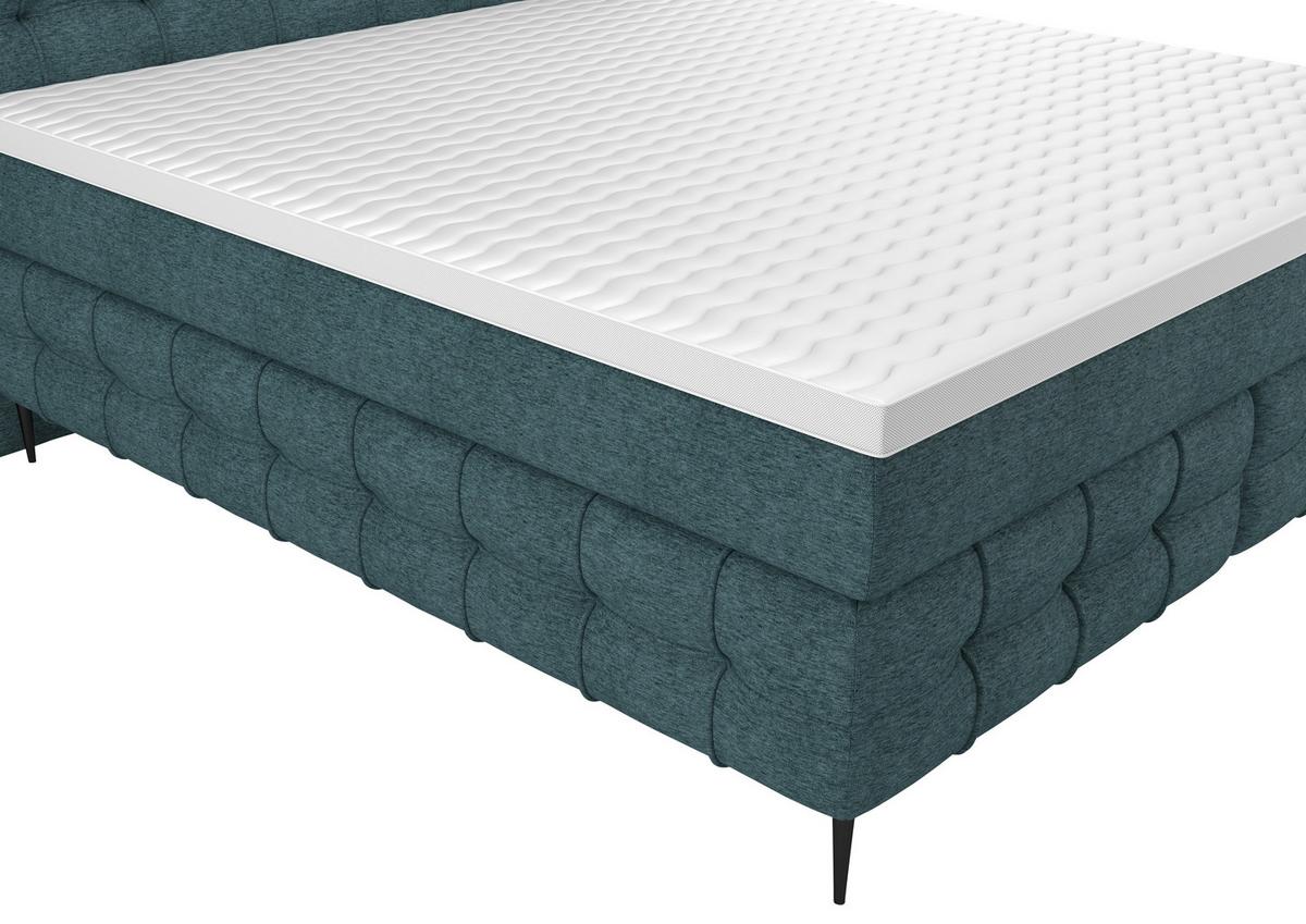 Boxspring- Ágy Scarlett 180/200cm - türkiz, Konventionell, faalapú anyag/textil (180/200cm)