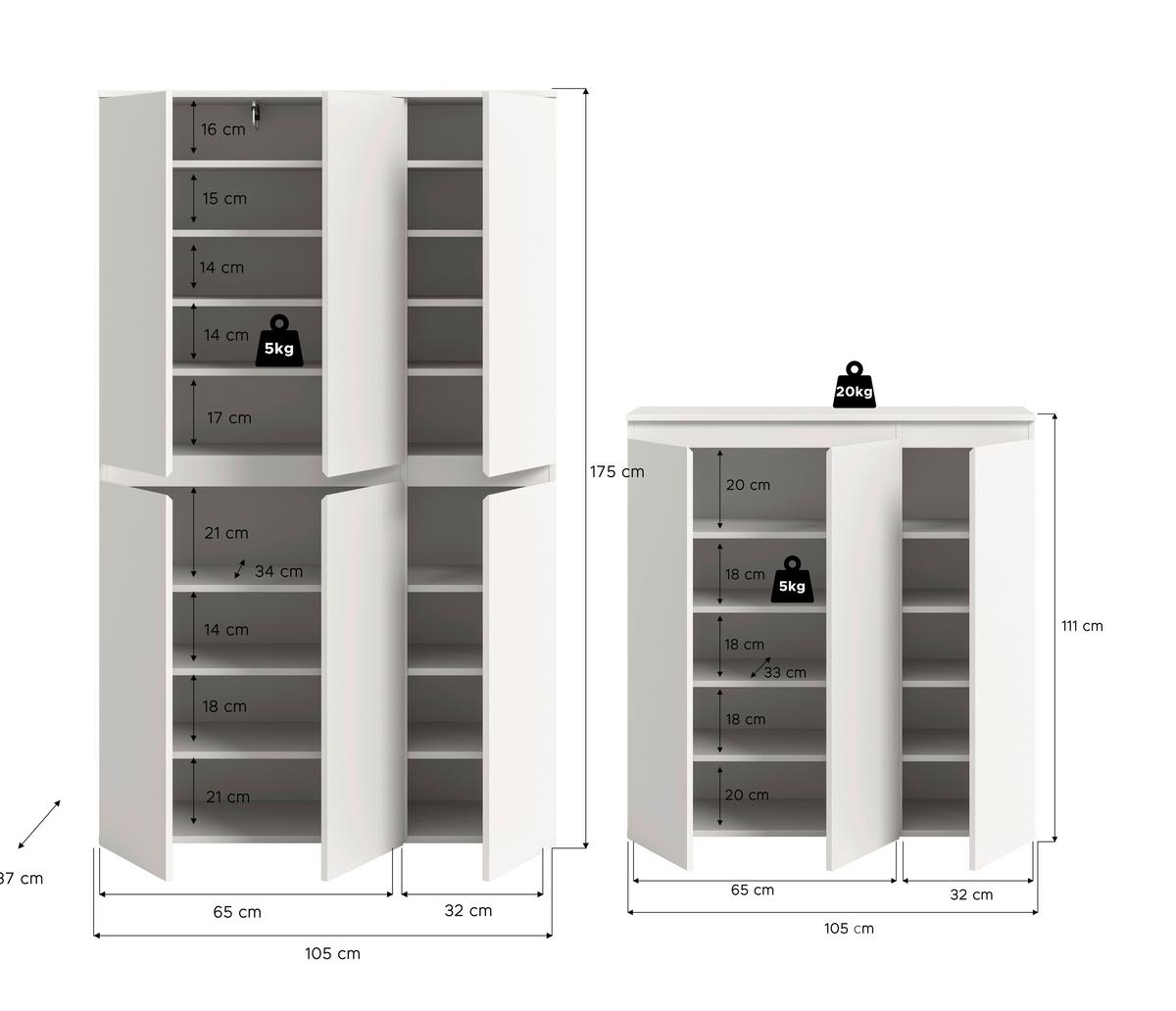 Garderobenschrank Scarpa Weiß B: 175 Cm - Schwarz/Weiß, Design, Holzwerkstoff (175/175/34cm) - Livetastic