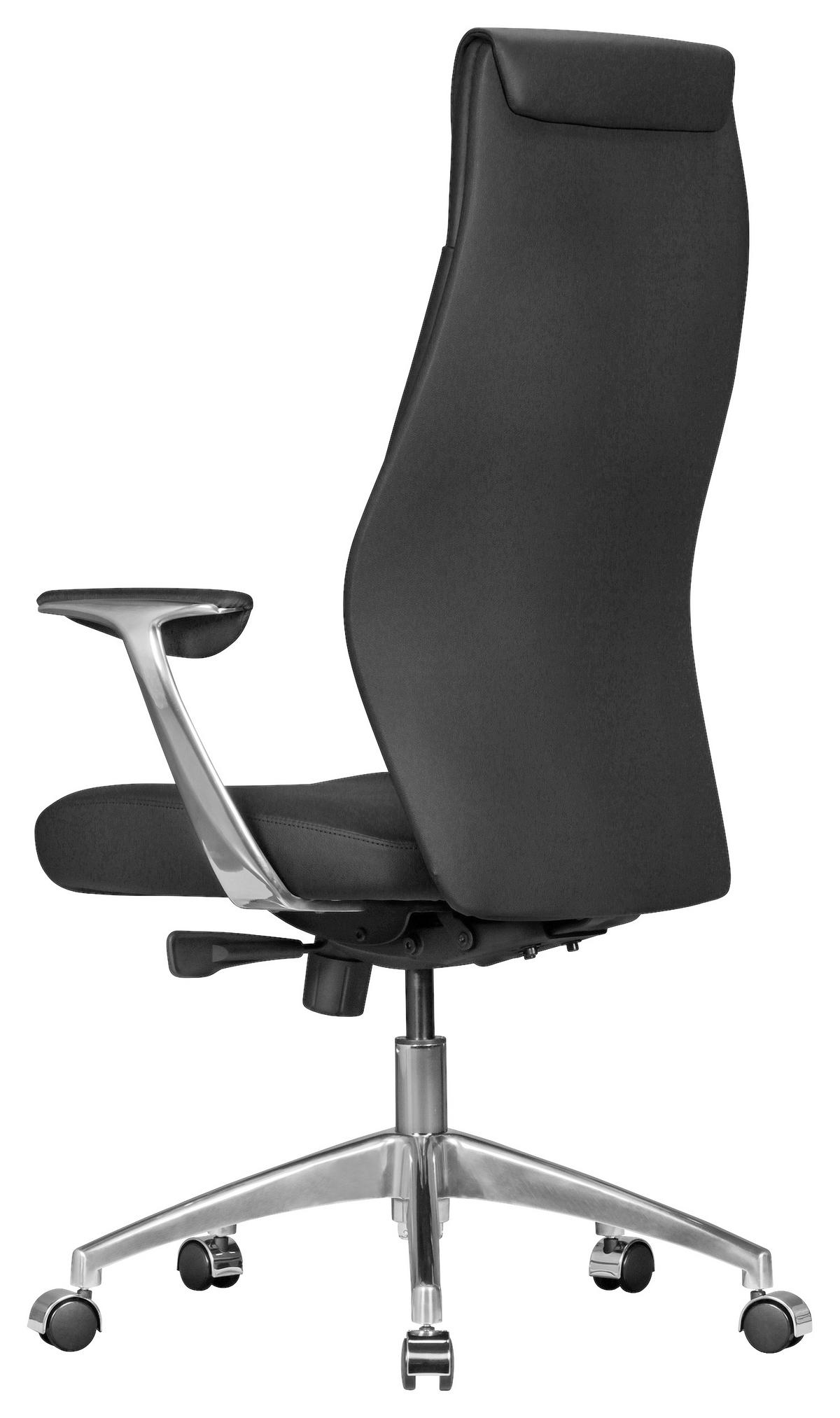 Kancelářská židle OXFORD 1 černá kůže - barvy stříbra/černá, Moderní, kov/plast (67/117/58cm) - MID.YOU