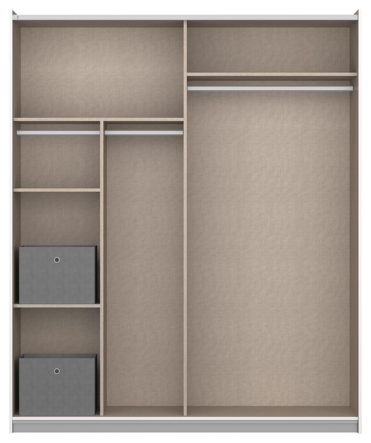 Schwebetürenschrank Reflect inkl. Inneneinteilung, 2 Körbe - Silberfarben/Grau, MODERN, Holzwerkstoff (175/210/59cm)