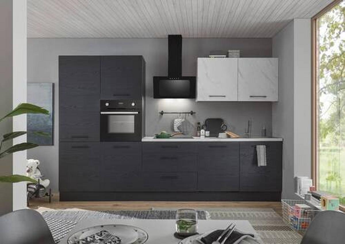 Küchenblock New York Zb 320 Black Eb - Graphitfarben/Weiß, Design, Holzwerkstoff (320cm) - MID.YOU
