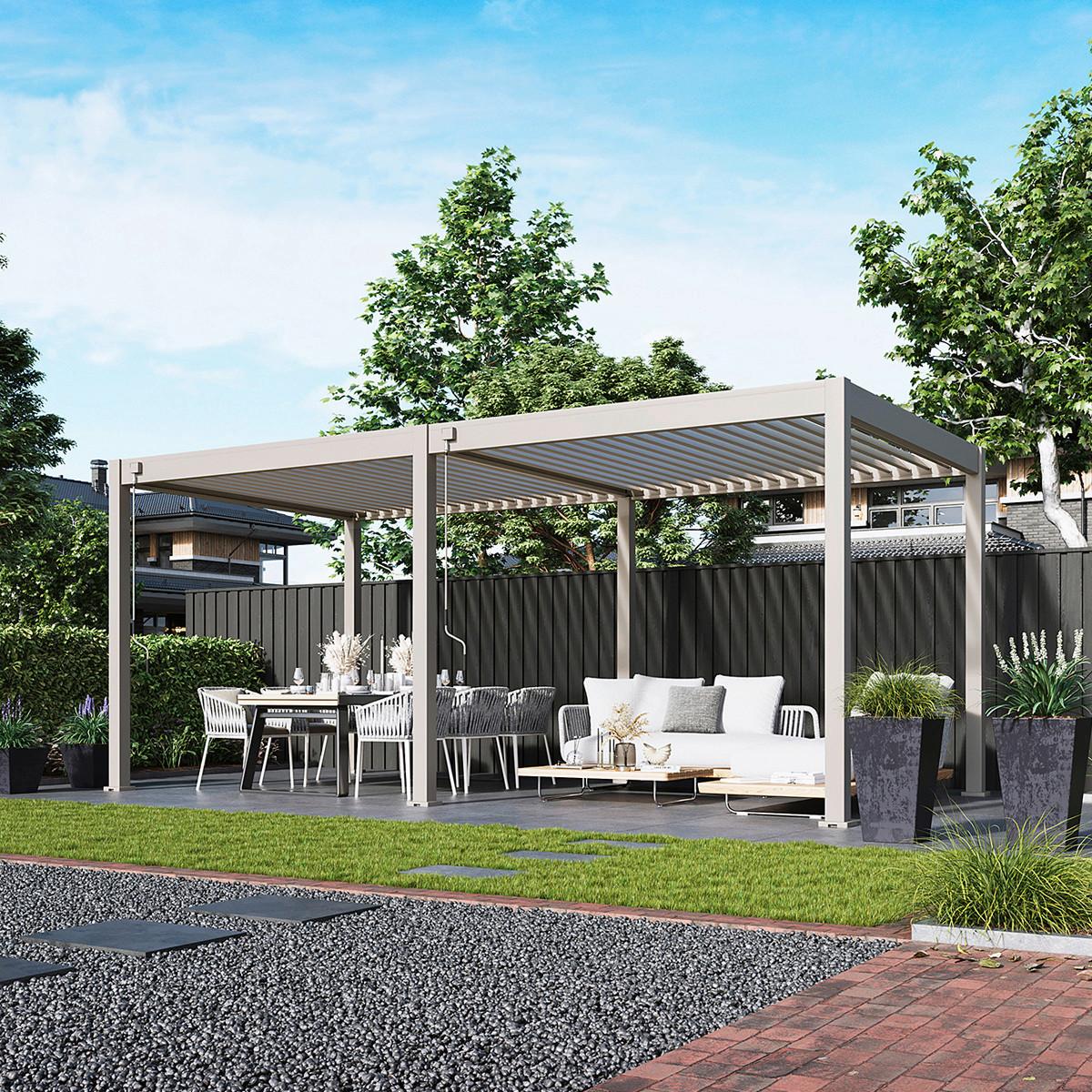 Pergola 300x600 Cm Wetterbeständig, Perlmutt - Perlmutt, Basics, Metall (300/600/255cm)