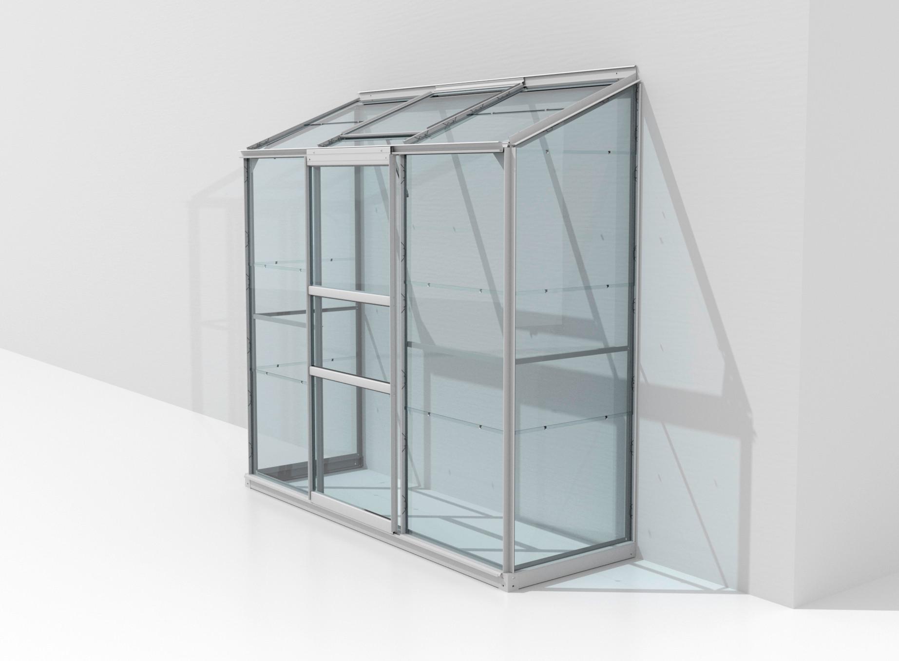 Anlehn-Gewächshausbausatz Ida 1300 Esg3mm, Alufarben - Alufarben, Basics, Glas/Metall (192,8/182,3/68,8cm)
