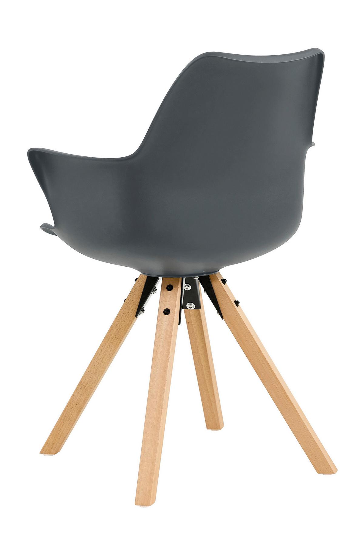 Armlehnstuhl-set Dunkelgrau B: 58cm 2-Teilig - Dunkelgrau/Eichefarben, MODERN, Holz/Kunststoff (58/84/61cm) - Livetastic