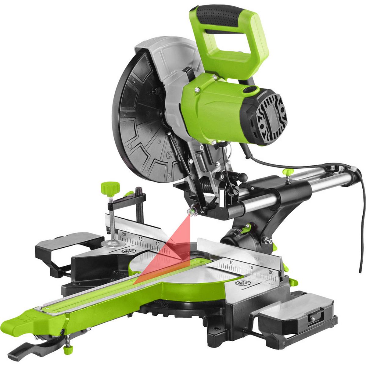 Kappsäge Zi-kgs255ds Metall Mit Arbeitslaser 230 V, 2000 W - Grün, Basics, Metall (78/450/58,5cm) - Zipper
