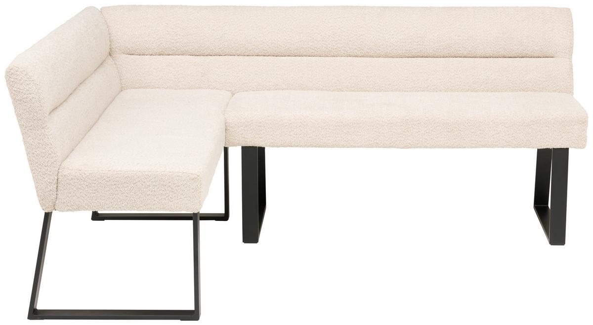 Eckbank Kea Beige, S: 150x190 Cm - Beige/Schwarz, KONVENTIONELL, Textil/Metall (150/190cm) - MID.YOU