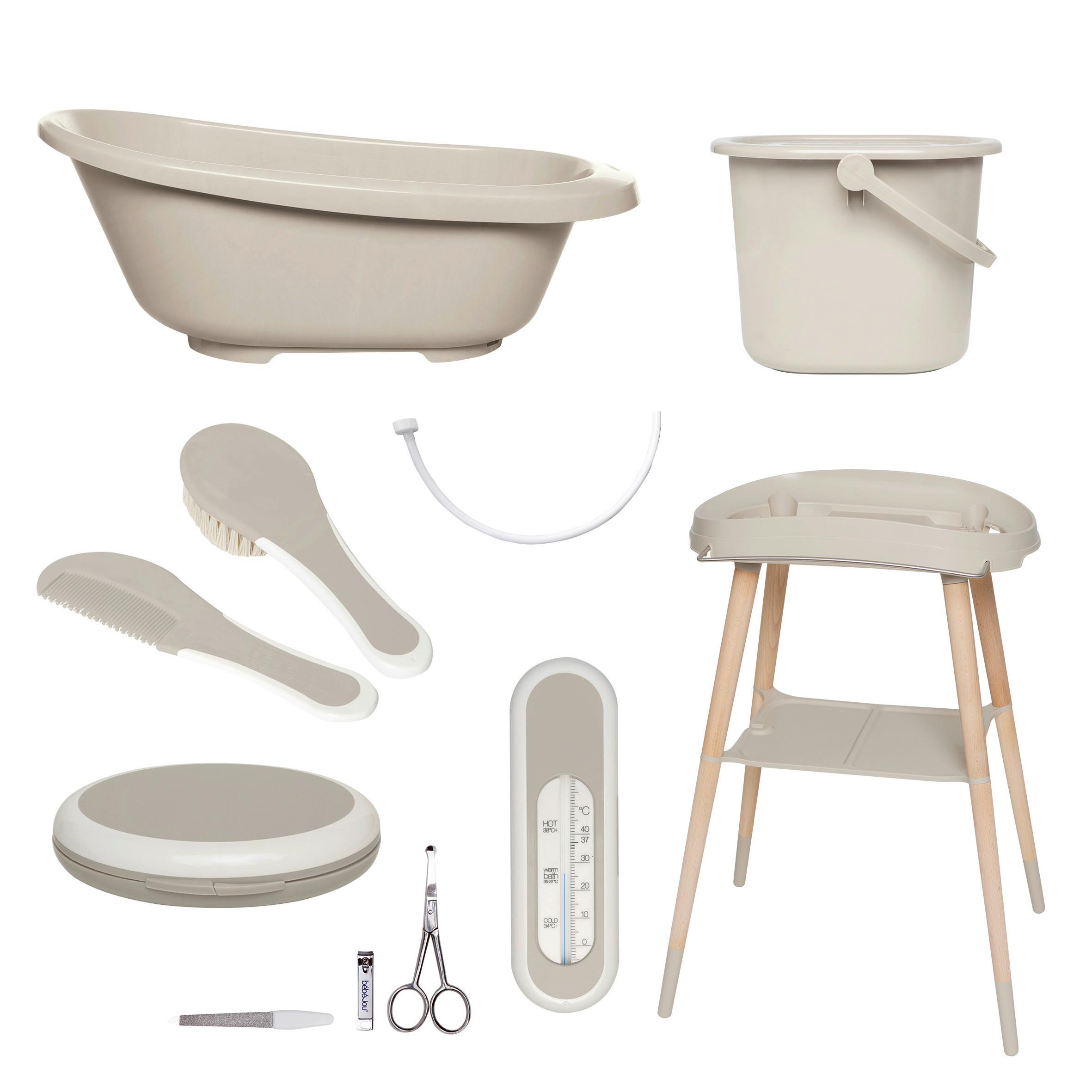 Babybadeset 7tlg. Set - Taupe, Basics, Kunststoff (79.5/40/46cm) - Bebe Jou
