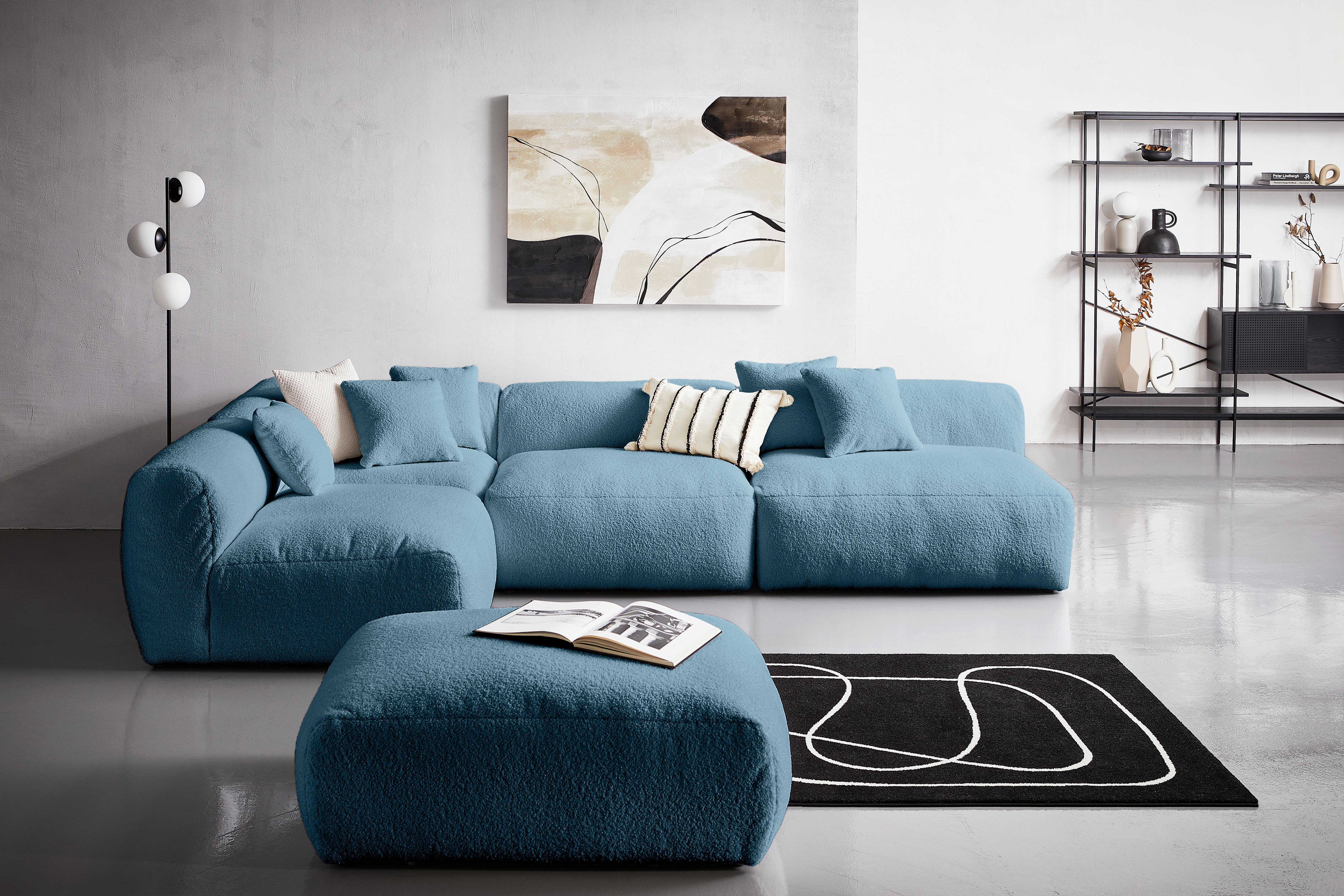 Modul Sofa Bloom B: 85 Cm Blau - Blau, Trend, Textil (85/70/122cm) - Livetastic