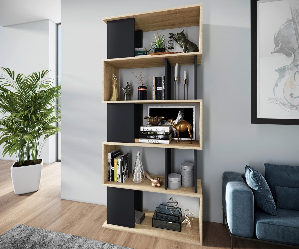 Polc Chloe - grafitszürke/Sonoma tölgy, Modern, faalapú anyag (80/175,3/33cm)