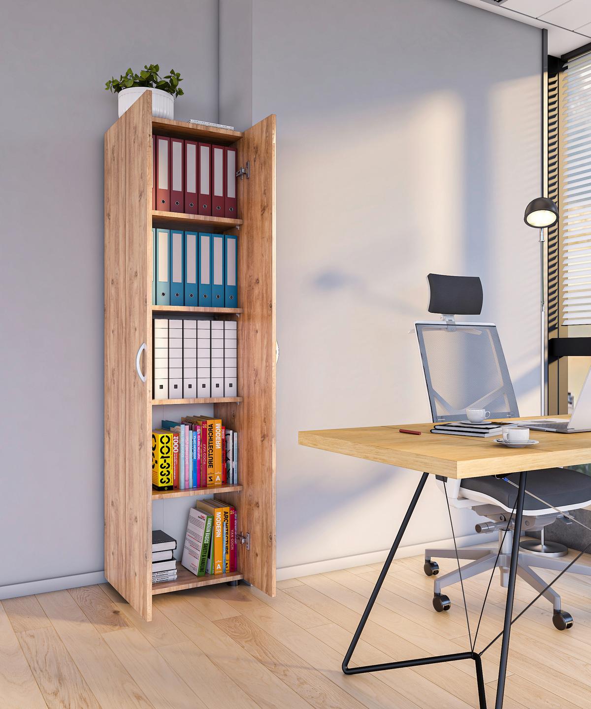 Aktenschrank Ulas 5 B: 49 cm 5 Fächer Honigeiche Dekor - Honigeiche, MODERN, Holzwerkstoff (49/178/34cm) - MID.YOU