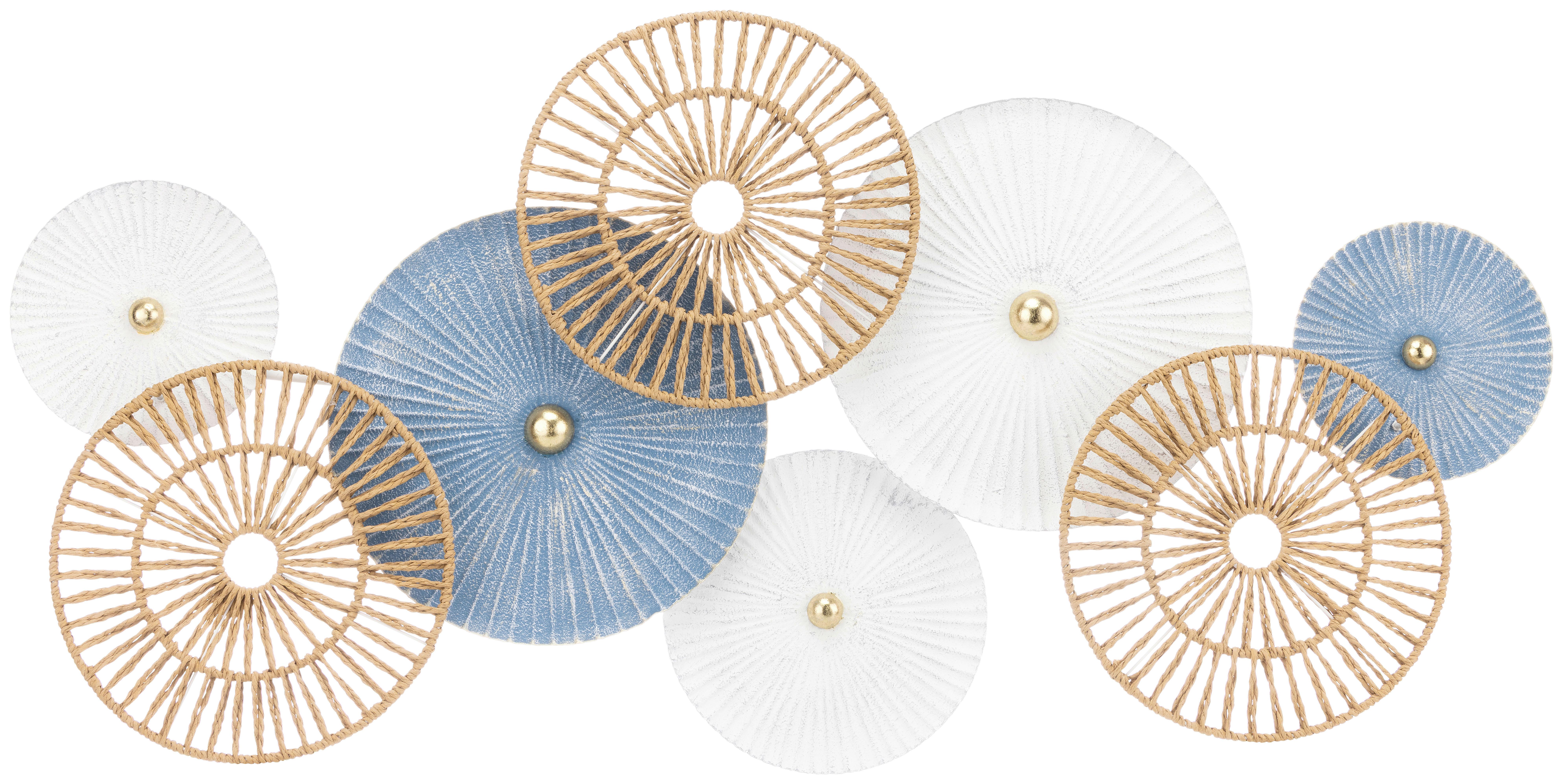 Wanddeko Matheo - Blau/Goldfarben, KONVENTIONELL, Papier/Metall (110/5/54cm) - Luca Bessoni