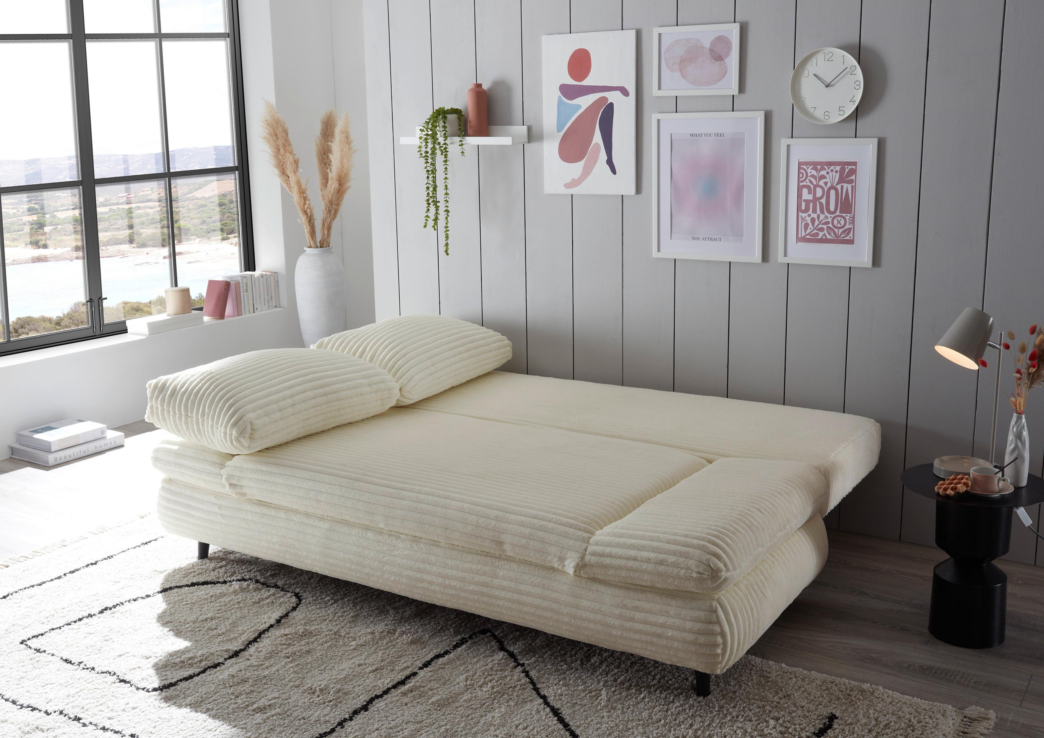 Schlafsofa Sunny Beige B: 212 Cm - Beige/Schwarz, KONVENTIONELL, Textil (212/88/101cm) - MID.YOU