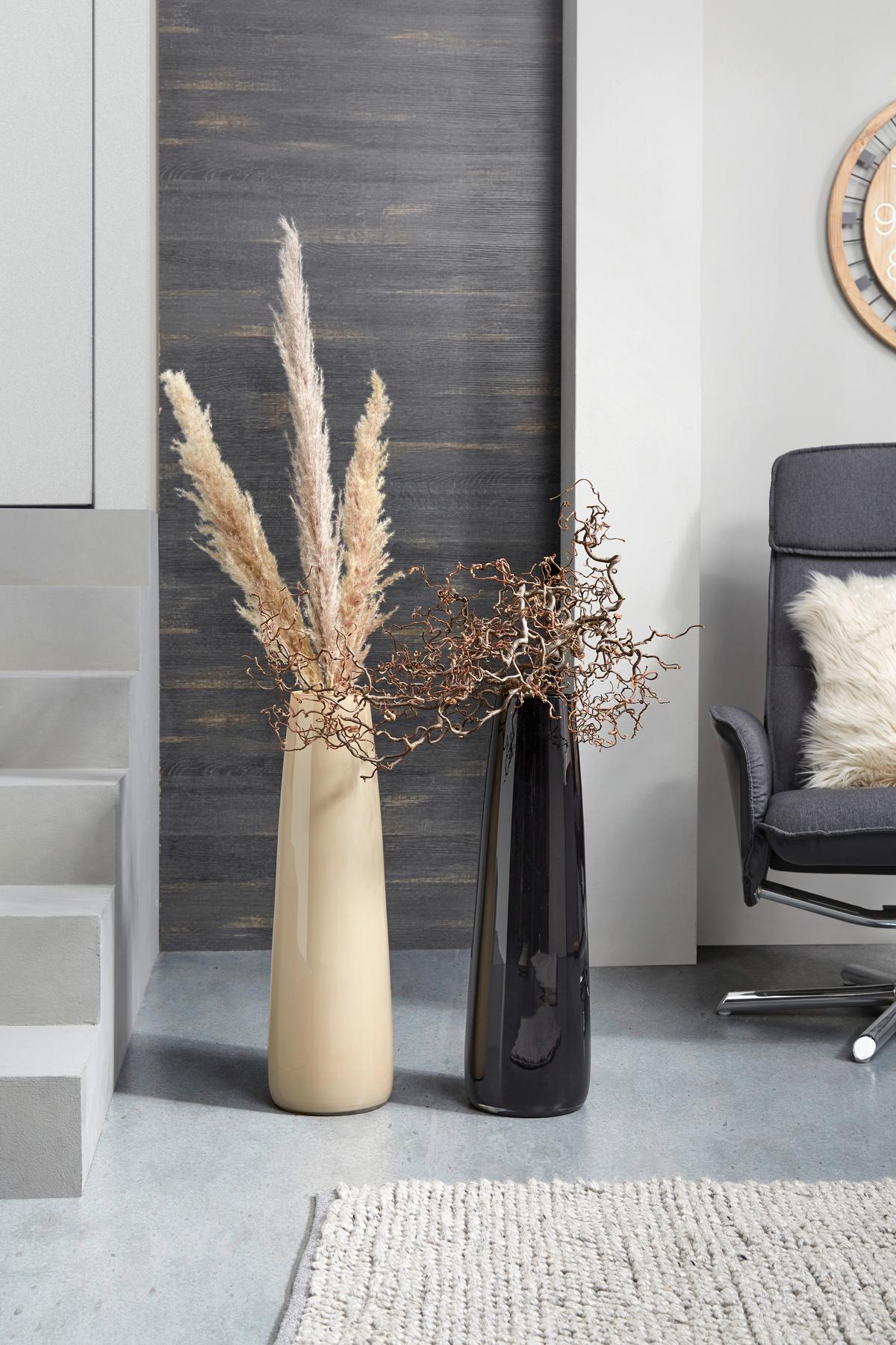 Vase Flora Zylindrisch Aus Glas, Schwarz H: 60 Cm - Schwarz, Basics, Glas (18/60cm) - Ondega