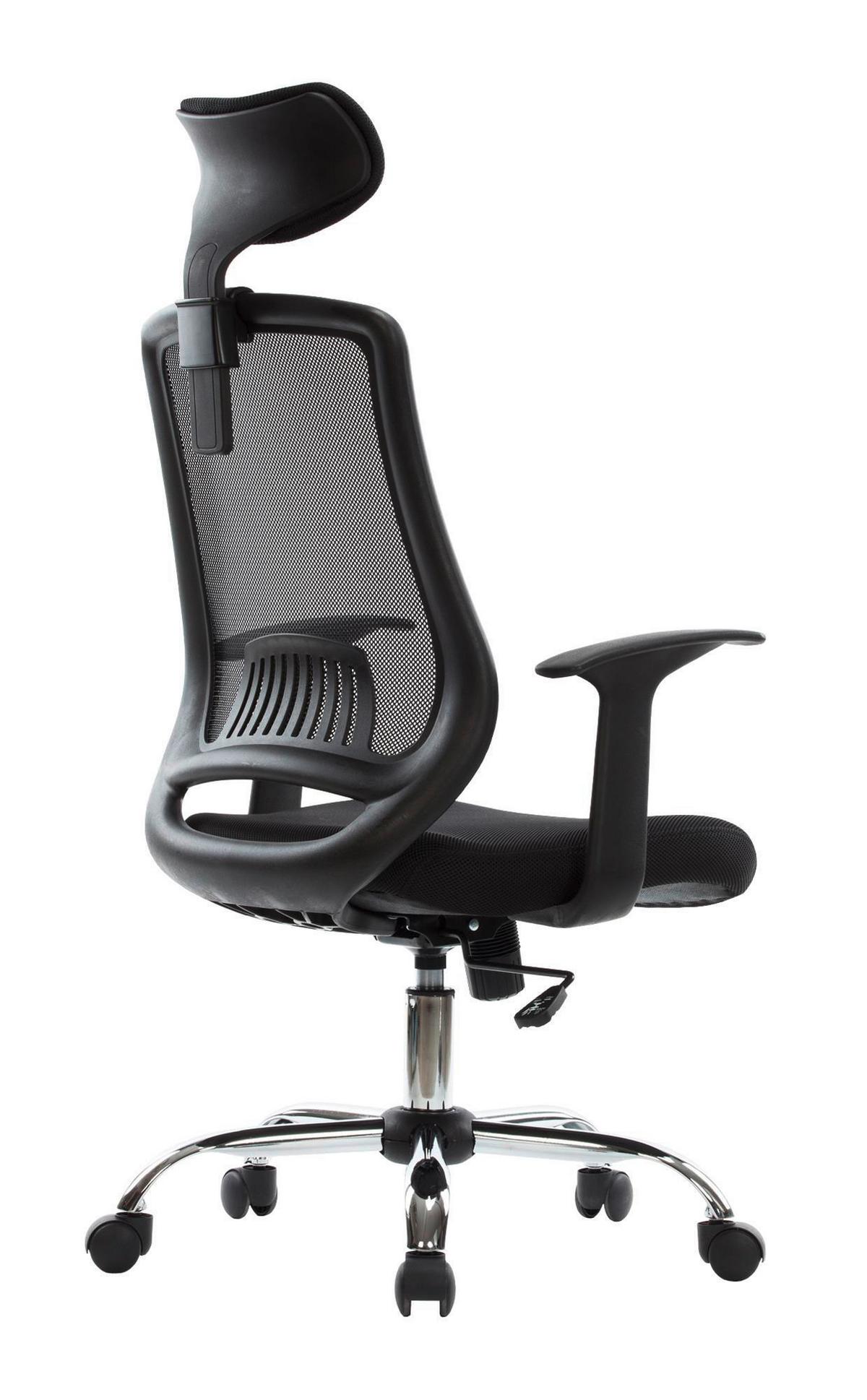 Drehstuhl Florida Schwarz B: 64 cm - Chromfarben/Schwarz, Design, Kunststoff/Textil (64/128/57cm) - MID.YOU